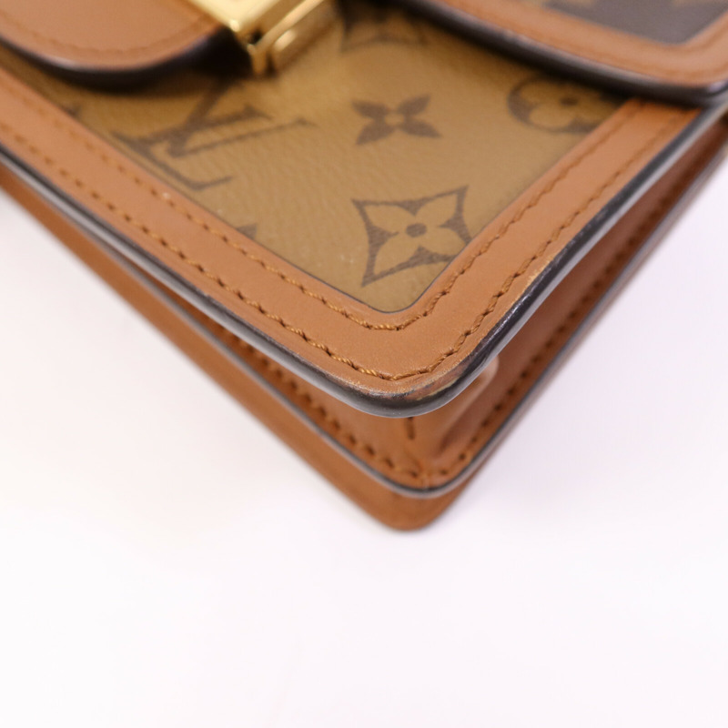 LOUIS VUITTON Monogram Reverse Mini Dauphine 金扣肩背袋-9