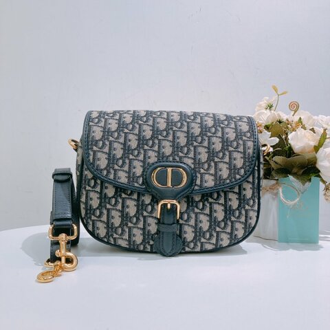 TW4700 Dior 迪奧 中號 經典花紋 斜肩包 Medium Bobby Bag Blue Dior Oblique Jacquard