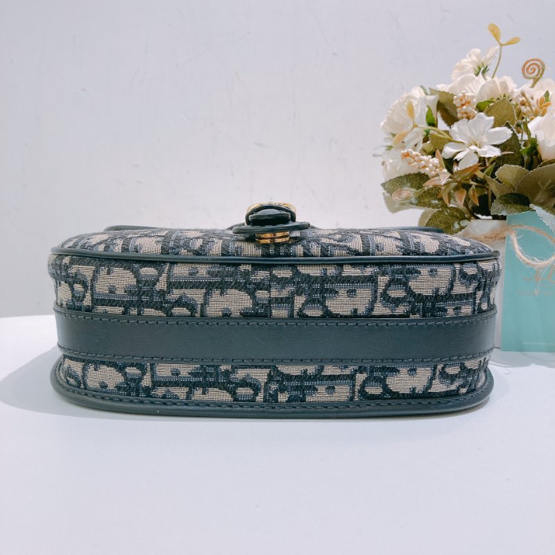 TW4700 Dior 迪奧 中號 經典花紋 斜肩包 Medium Bobby Bag Blue Dior Oblique Jacquard-4