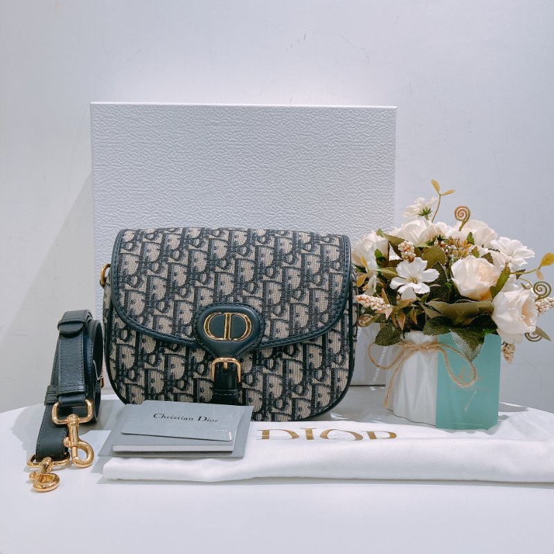 TW4700 Dior 迪奧 中號 經典花紋 斜肩包 Medium Bobby Bag Blue Dior Oblique Jacquard-15