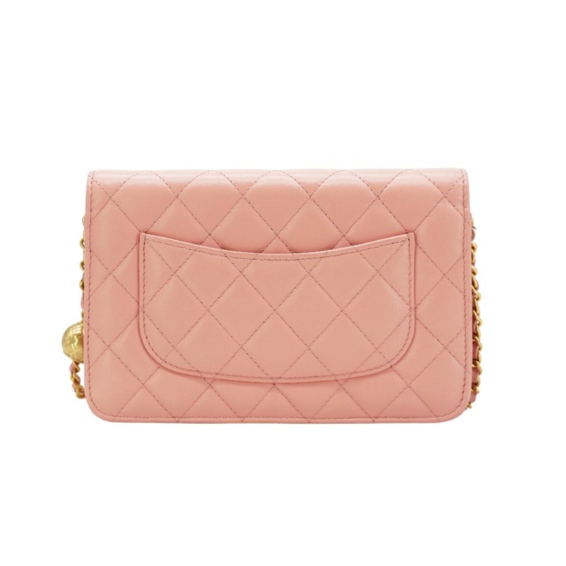 Chanel 展示品 金雙C菱格紋羊皮金球woc手拿/斜背包(AP1450-粉)-2