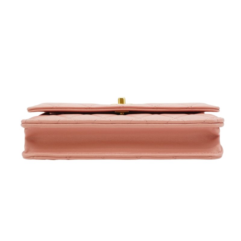Chanel 展示品 金雙C菱格紋羊皮金球woc手拿/斜背包(AP1450-粉)-3