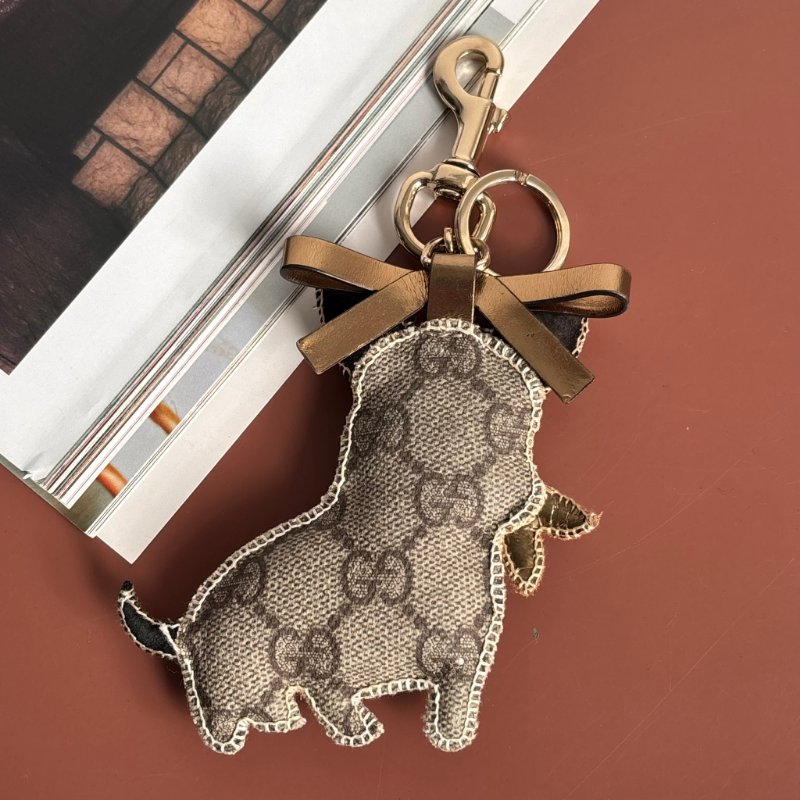 ::GUCCI:: 法鬥 法國鬥牛犬鑰匙扣包飾掛件 經典雙G PVC 吊飾 鑰匙圈 鑰匙圈-11