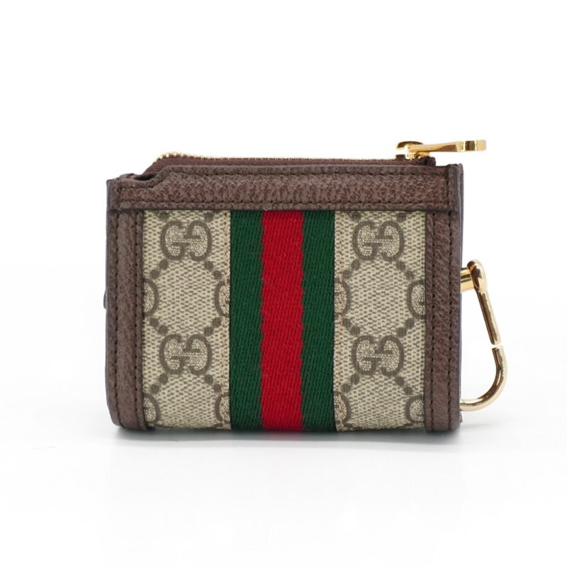 Gucci Ophidia 印花帆布紅綠織帶拉鍊零錢包(699530-烏木)-2