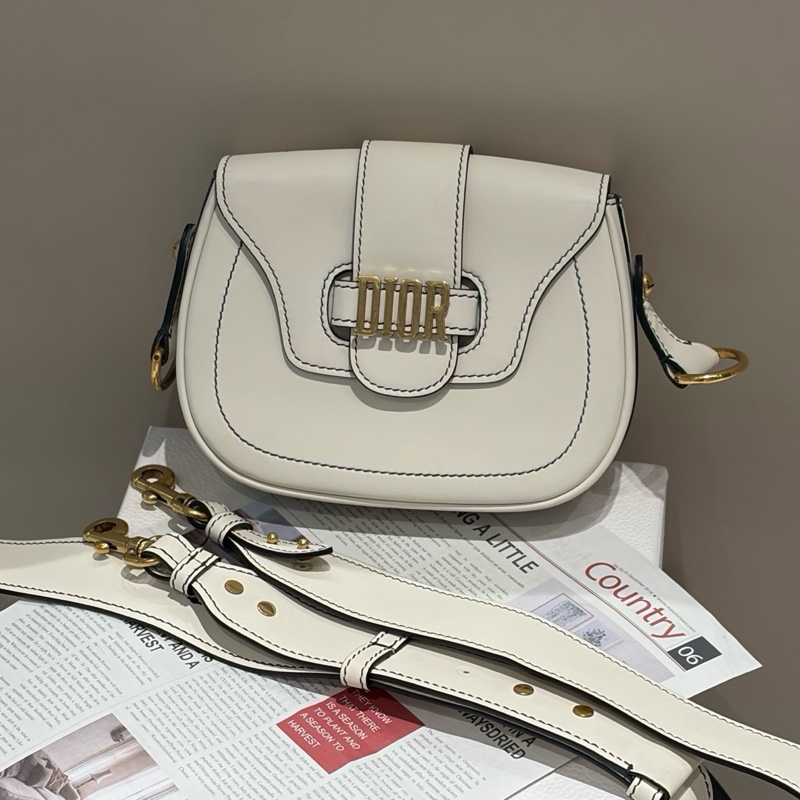 迪奧 DIOR 白色 馬鞍包 斜挎包-0