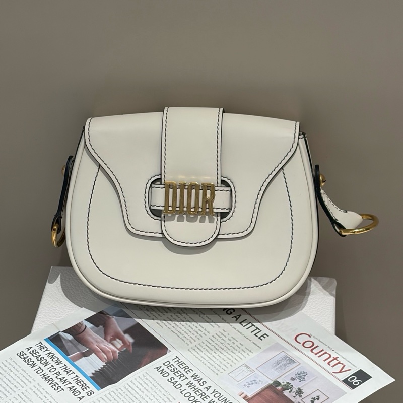 迪奧 DIOR 白色 馬鞍包 斜挎包-1