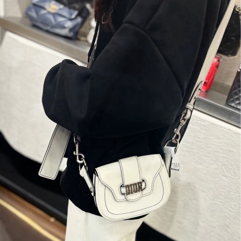 迪奧 DIOR 白色 馬鞍包 斜挎包-7