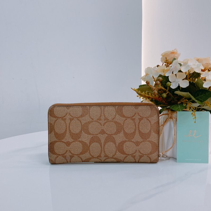 MS0547 Coach 蔻馳 拉鏈 長銀包 帆布 啡色 銀扣 Zip Around Long Wallet Canvas Brown x PHW-1