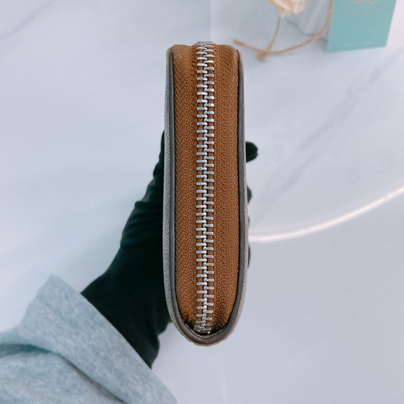 MS0547 Coach 蔻馳 拉鏈 長銀包 帆布 啡色 銀扣 Zip Around Long Wallet Canvas Brown x PHW-3
