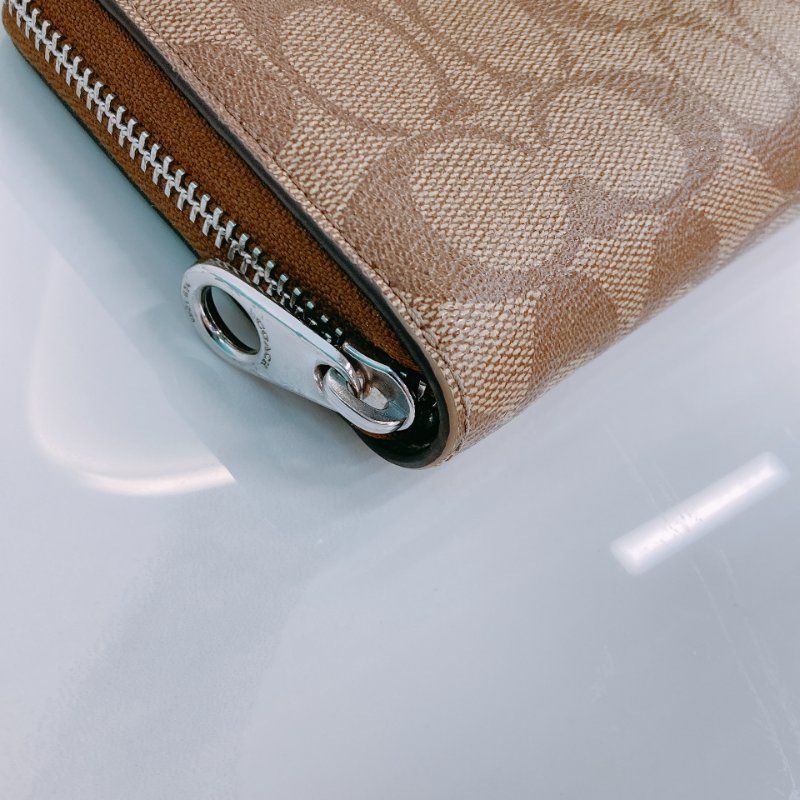 MS0547 Coach 蔻馳 拉鏈 長銀包 帆布 啡色 銀扣 Zip Around Long Wallet Canvas Brown x PHW-4
