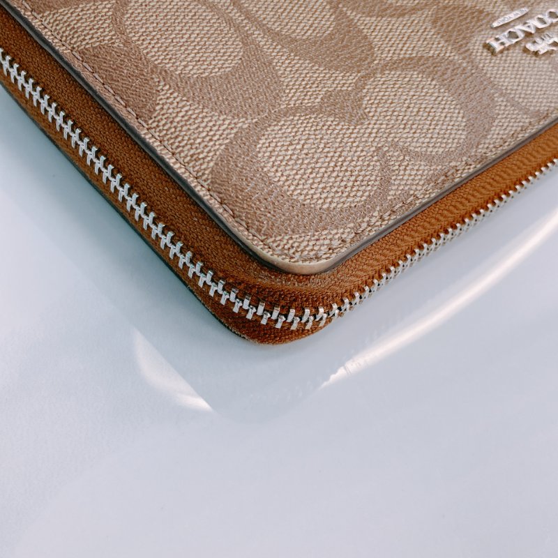 MS0547 Coach 蔻馳 拉鏈 長銀包 帆布 啡色 銀扣 Zip Around Long Wallet Canvas Brown x PHW-6