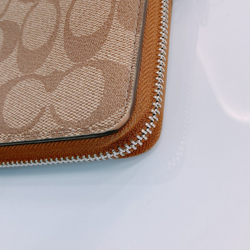MS0547 Coach 蔻馳 拉鏈 長銀包 帆布 啡色 銀扣 Zip Around Long Wallet Canvas Brown x PHW-7