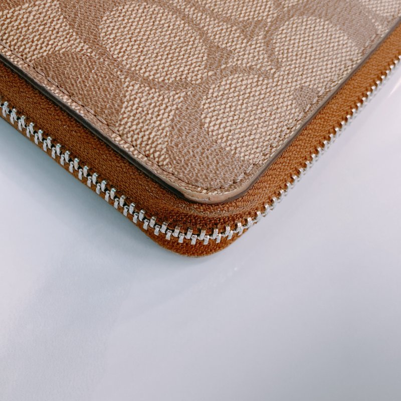 MS0547 Coach 蔻馳 拉鏈 長銀包 帆布 啡色 銀扣 Zip Around Long Wallet Canvas Brown x PHW-8