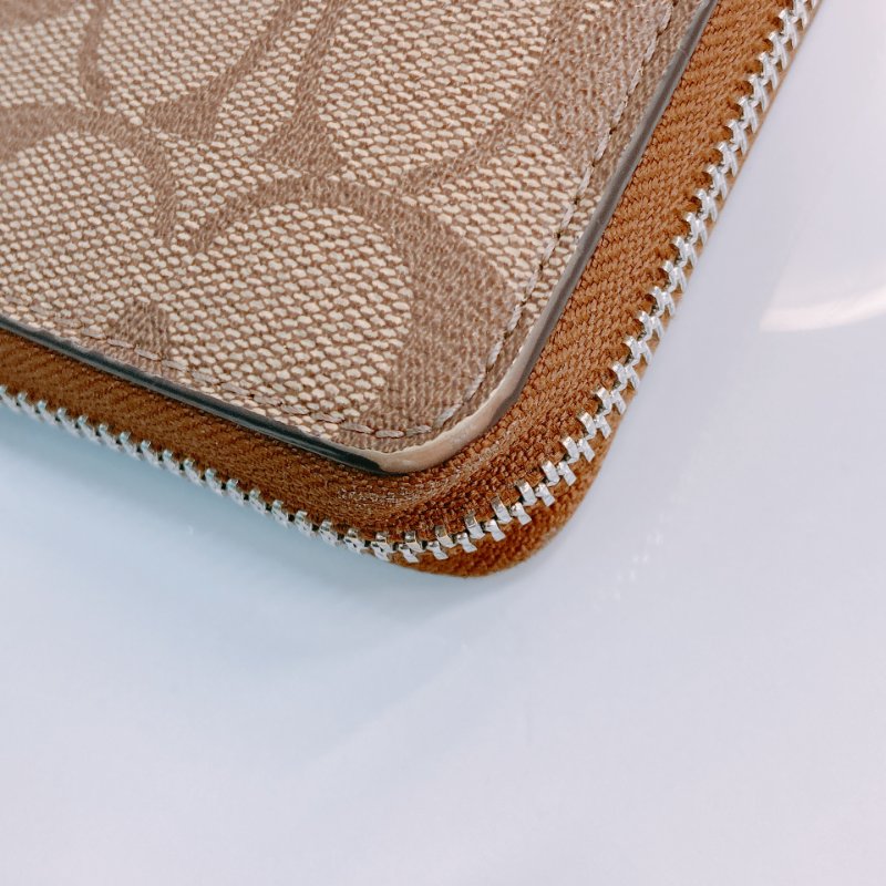 MS0547 Coach 蔻馳 拉鏈 長銀包 帆布 啡色 銀扣 Zip Around Long Wallet Canvas Brown x PHW-9