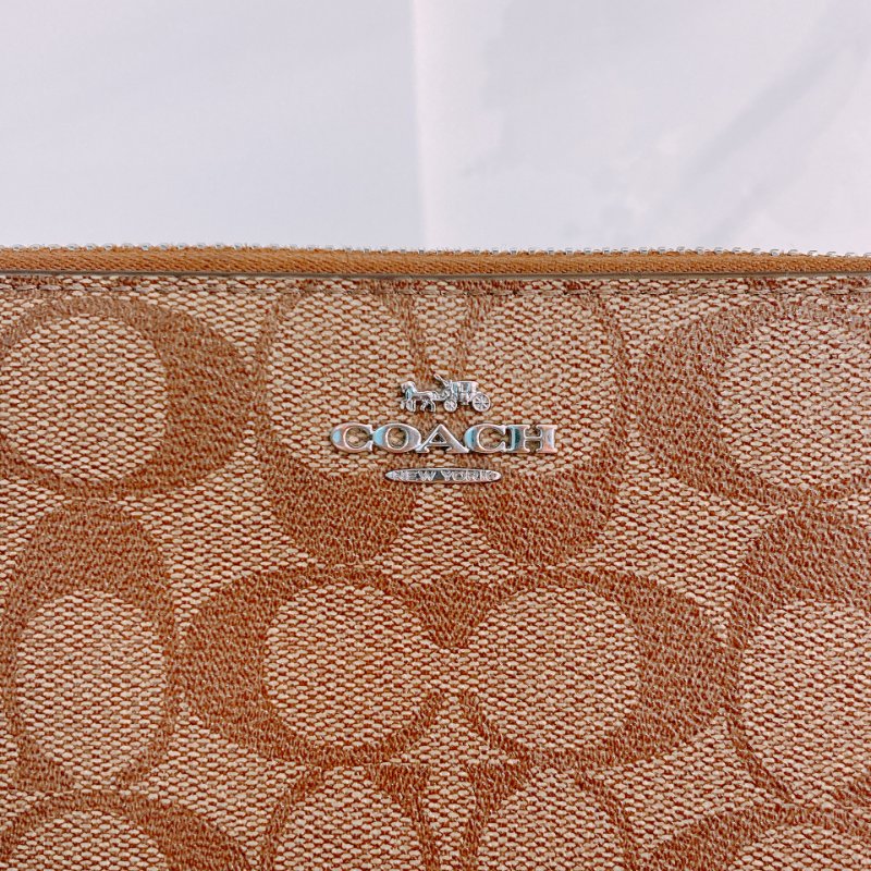 MS0547 Coach 蔻馳 拉鏈 長銀包 帆布 啡色 銀扣 Zip Around Long Wallet Canvas Brown x PHW-10
