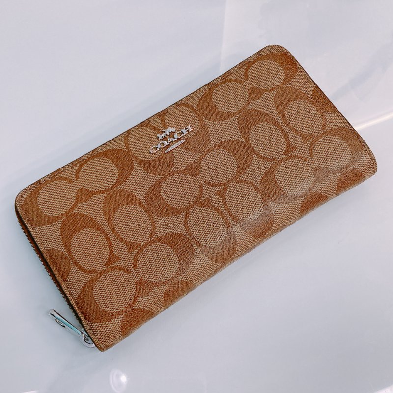 MS0547 Coach 蔻馳 拉鏈 長銀包 帆布 啡色 銀扣 Zip Around Long Wallet Canvas Brown x PHW-17