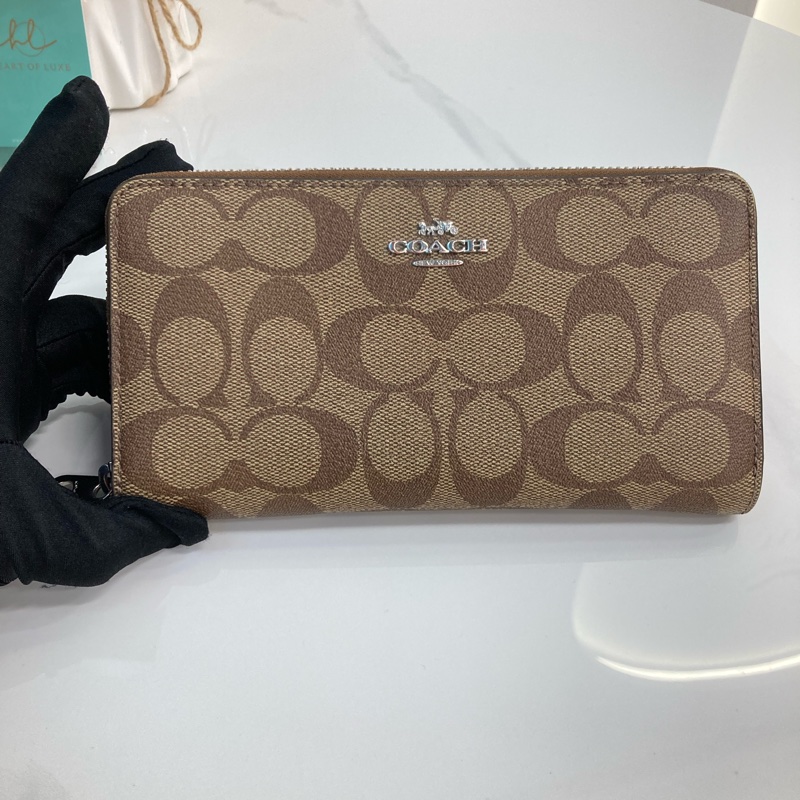 MS0547 Coach 蔻馳 拉鏈 長銀包 帆布 啡色 銀扣 Zip Around Long Wallet Canvas Brown x PHW-18