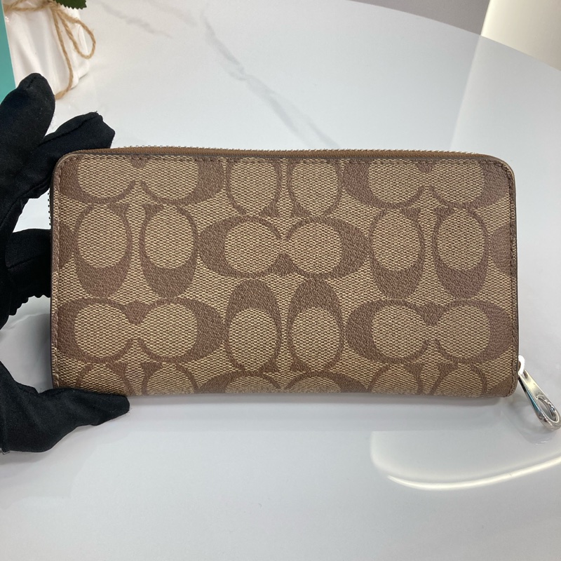 MS0547 Coach 蔻馳 拉鏈 長銀包 帆布 啡色 銀扣 Zip Around Long Wallet Canvas Brown x PHW-19