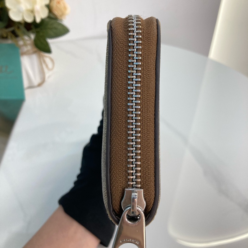 MS0547 Coach 蔻馳 拉鏈 長銀包 帆布 啡色 銀扣 Zip Around Long Wallet Canvas Brown x PHW-20