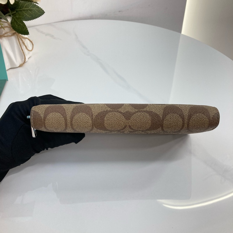 MS0547 Coach 蔻馳 拉鏈 長銀包 帆布 啡色 銀扣 Zip Around Long Wallet Canvas Brown x PHW-22