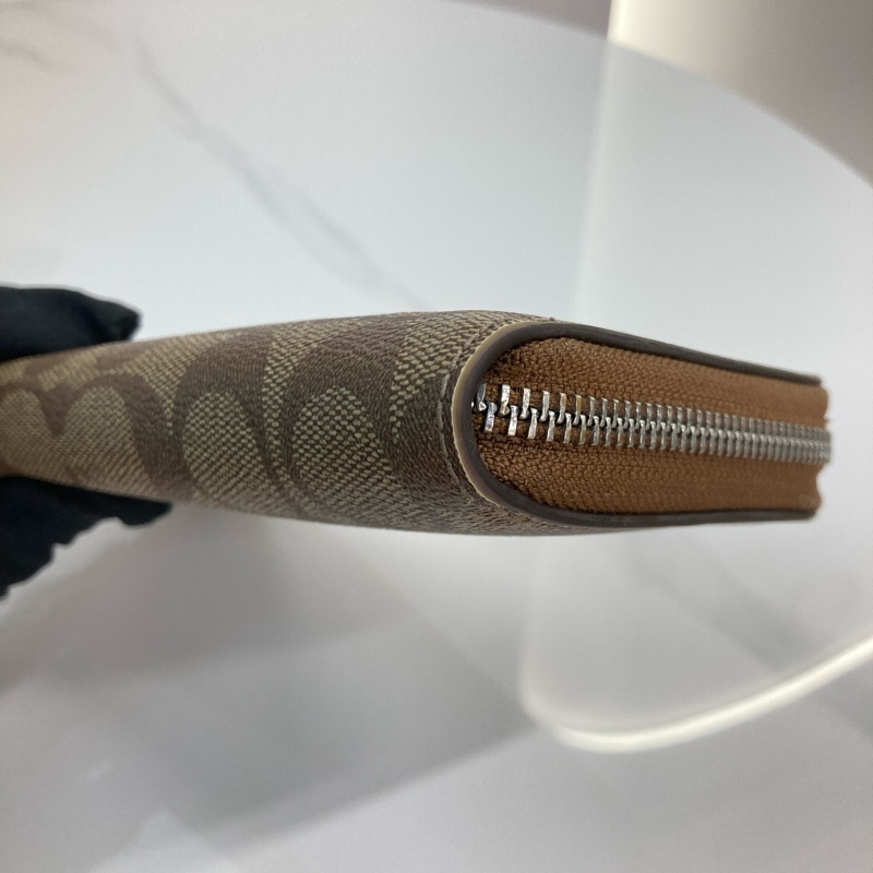 MS0547 Coach 蔻馳 拉鏈 長銀包 帆布 啡色 銀扣 Zip Around Long Wallet Canvas Brown x PHW-24