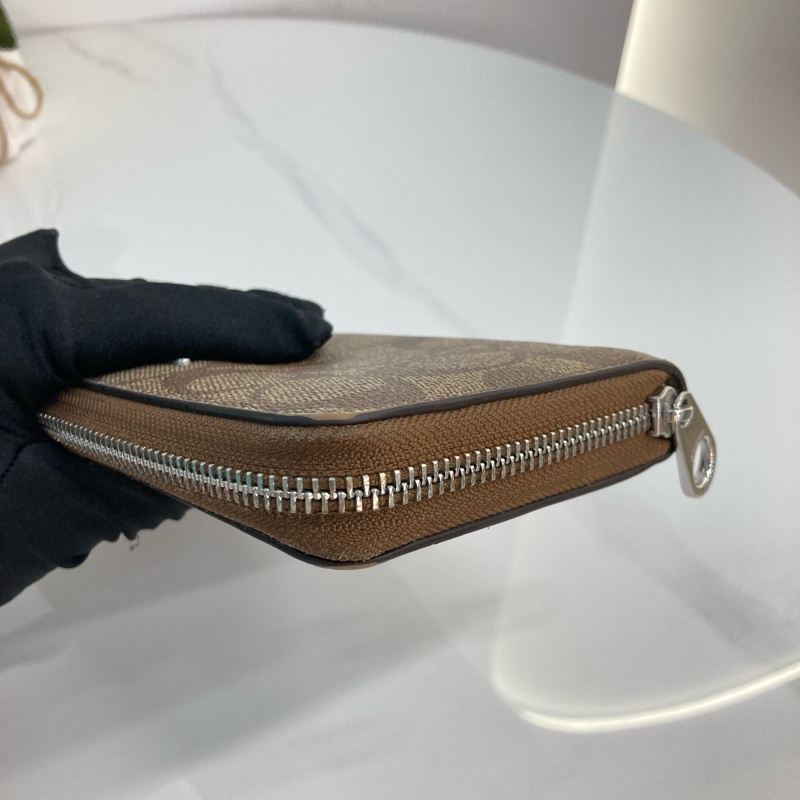 MS0547 Coach 蔻馳 拉鏈 長銀包 帆布 啡色 銀扣 Zip Around Long Wallet Canvas Brown x PHW-26
