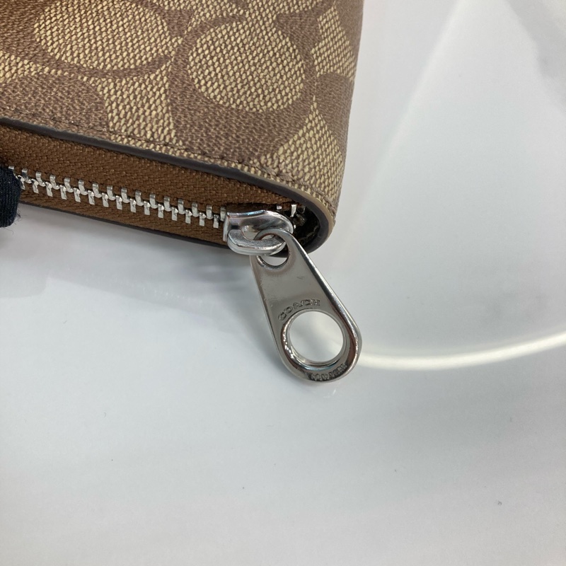 MS0547 Coach 蔻馳 拉鏈 長銀包 帆布 啡色 銀扣 Zip Around Long Wallet Canvas Brown x PHW-27