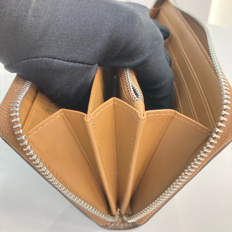 MS0547 Coach 蔻馳 拉鏈 長銀包 帆布 啡色 銀扣 Zip Around Long Wallet Canvas Brown x PHW-42