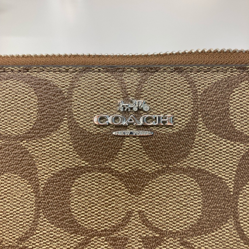 MS0547 Coach 蔻馳 拉鏈 長銀包 帆布 啡色 銀扣 Zip Around Long Wallet Canvas Brown x PHW-43