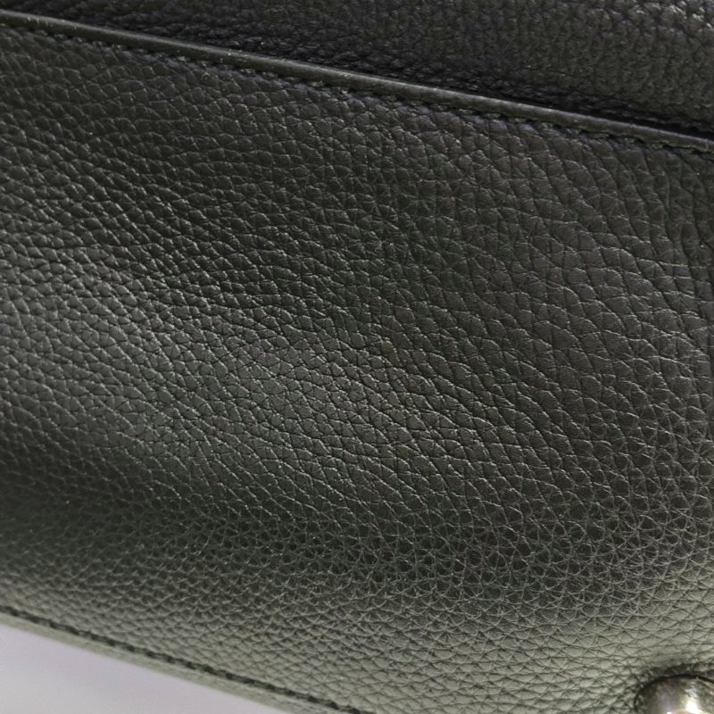 FENDI Peekaboo中號黑色牛皮小怪獸單肩包銀色五金可拆卸肩帶 9.8新-8