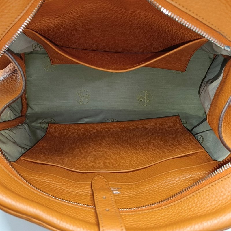HERMES Atlas 35愛馬仕橙Clemence牛皮手提包銀色五金O刻-6