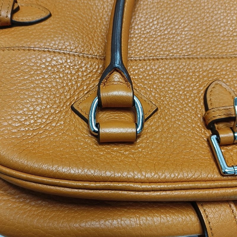 HERMES Atlas 35愛馬仕橙Clemence牛皮手提包銀色五金O刻-8
