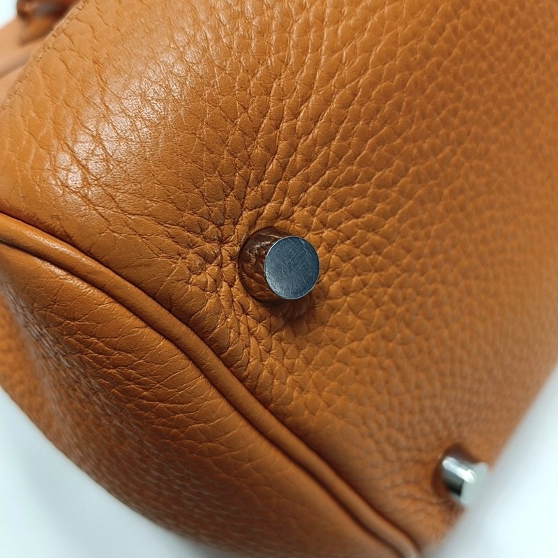 HERMES Atlas 35愛馬仕橙Clemence牛皮手提包銀色五金O刻-10