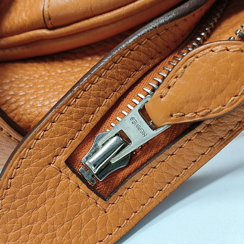 HERMES Atlas 35愛馬仕橙Clemence牛皮手提包銀色五金O刻-11