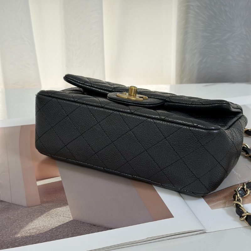 CHANEL 經典口蓋包 Mini CF20 - 粒面牛皮黑金20開-5