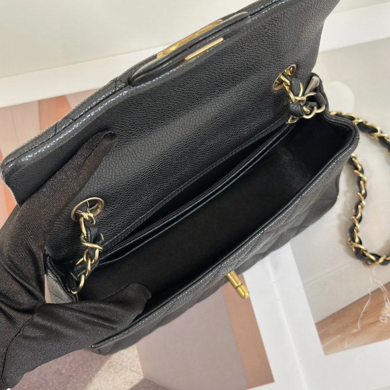 CHANEL 經典口蓋包 Mini CF20 - 粒面牛皮黑金20開-6