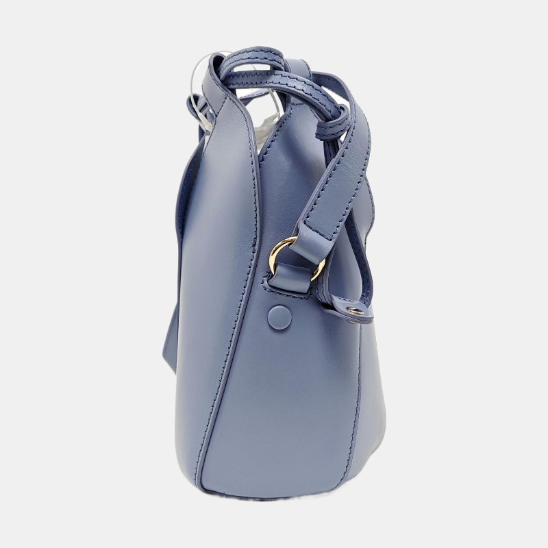 Chloe藍色牛皮單肩包金色五金 9.8新-2