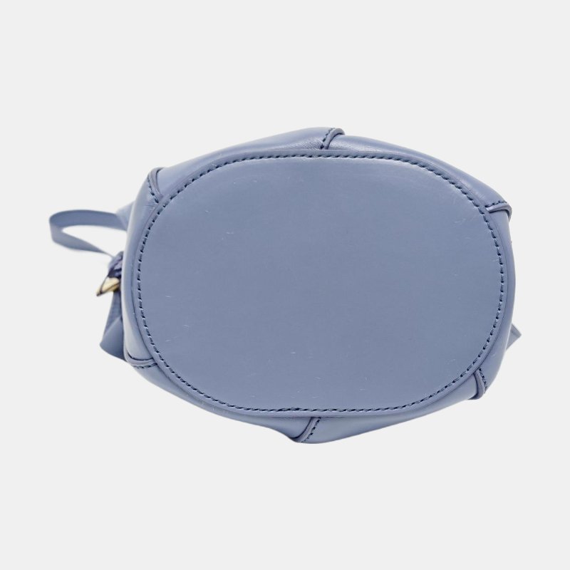 Chloe藍色牛皮單肩包金色五金 9.8新-5