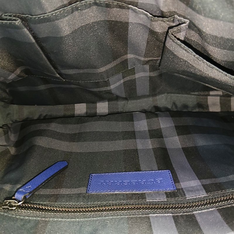 BURBERRY藍色牛皮絎縫單肩包手提包斜挎包釘色五金可拆卸肩帶-6