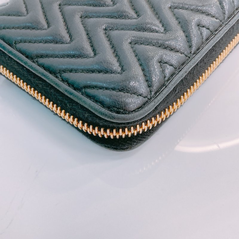 MS0549 Miu Miu 繆繆 褶皺皮革 長銀包 羊皮 金扣 Matelasse Zip Around Long Wallet Black x GHW-8