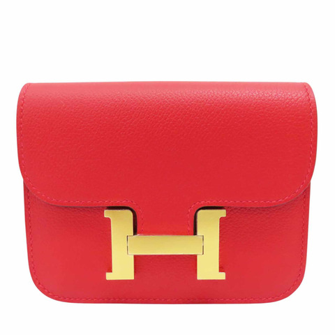 卡薩克紅 Evercolor牛皮 錢包 K刻 金釦【HERMES 愛馬仕】