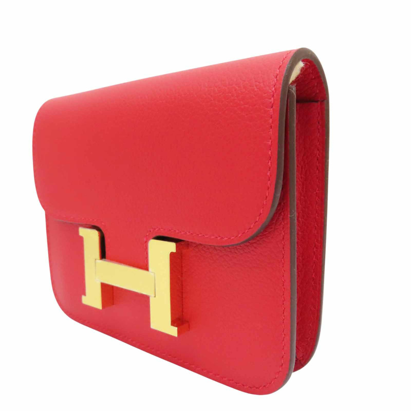卡薩克紅 Evercolor牛皮 錢包 K刻 金釦【HERMES 愛馬仕】-2