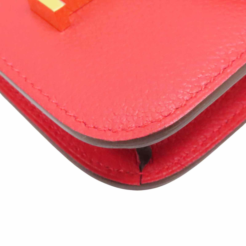 卡薩克紅 Evercolor牛皮 錢包 K刻 金釦【HERMES 愛馬仕】-11