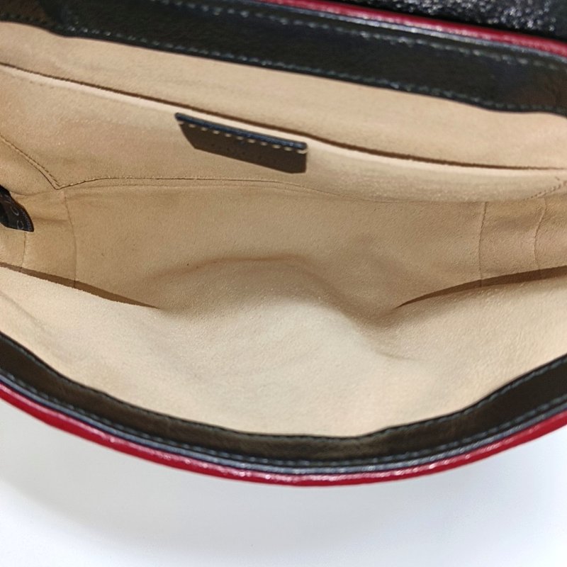 GUCCI GG Marmont小號拼色牛皮絎縫斜紋單肩包斜挎包金色五金 9.8新-6