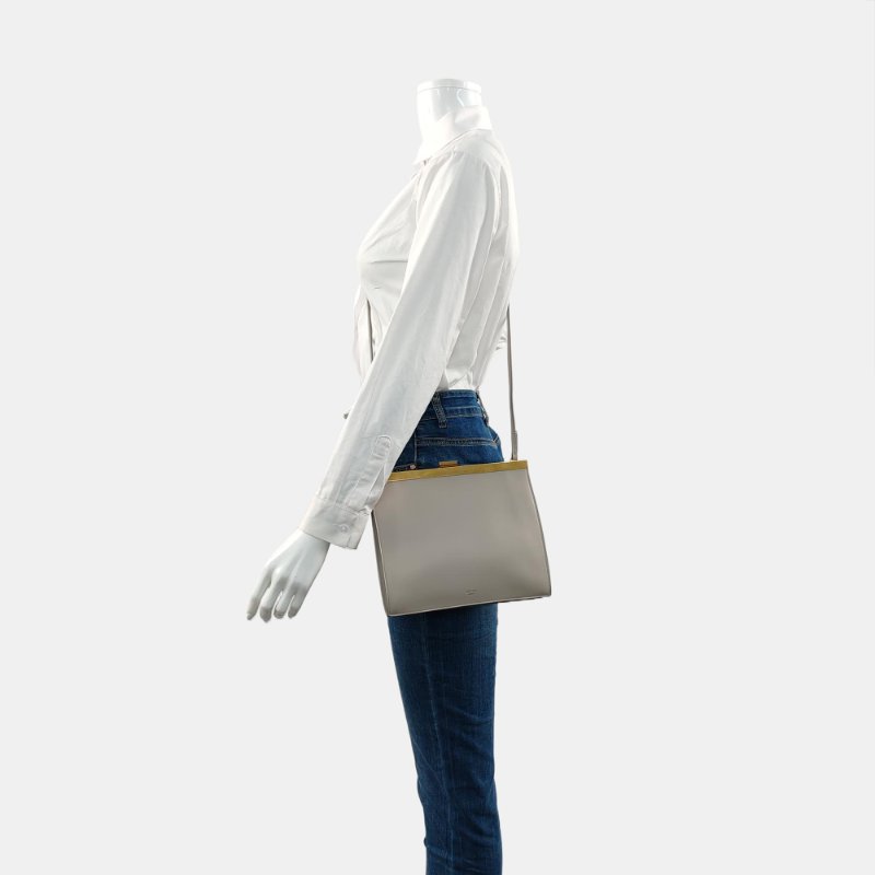 CELIINE迷你灰色牛皮單肩包金色五金 9.8新-1