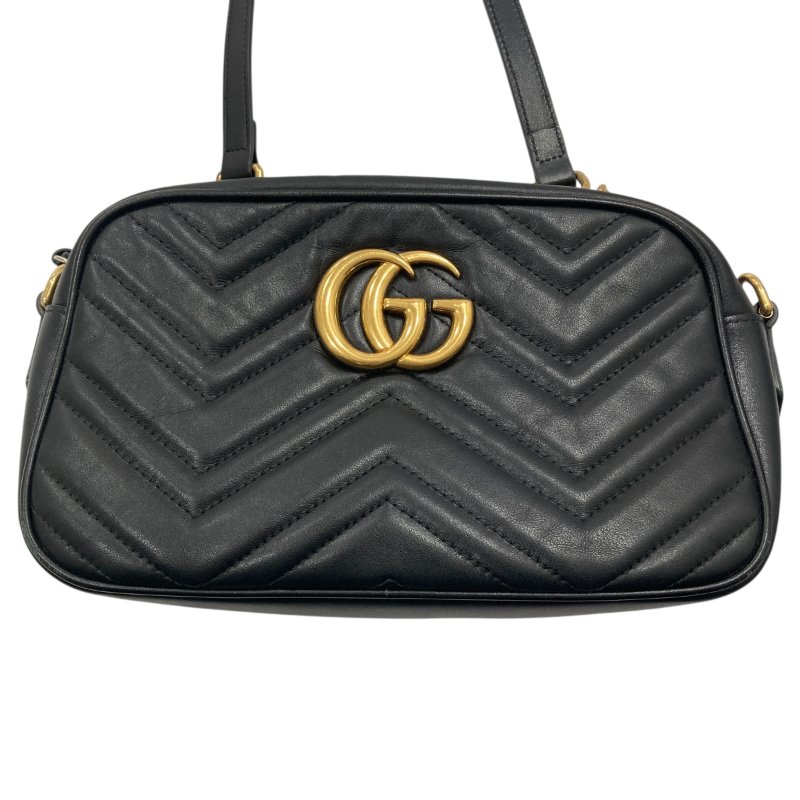 GUCCI 古馳 447632 GG Marmont Medium 羊皮 相機包 斜背包 黑色 金釦-1