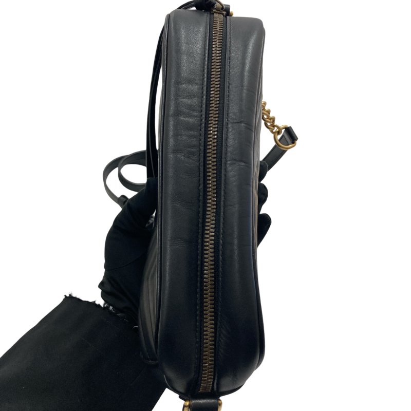 GUCCI 古馳 447632 GG Marmont Medium 羊皮 相機包 斜背包 黑色 金釦-6