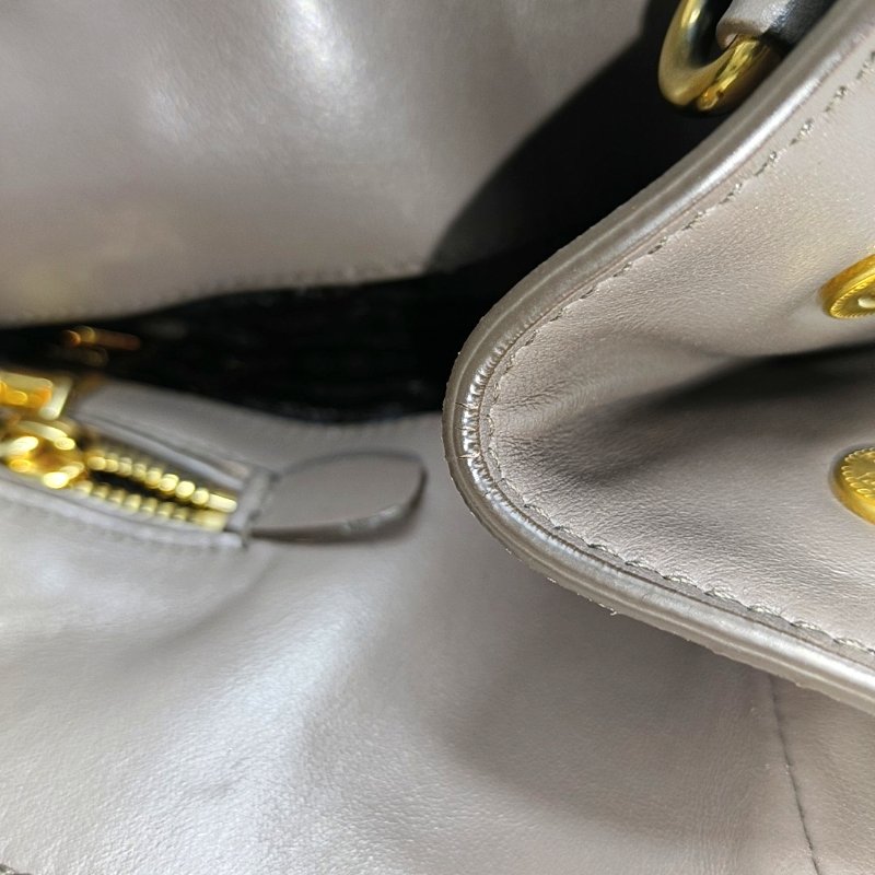 PRADA Vitello大象灰牛皮手提包單肩包斜挎包金色五金-13