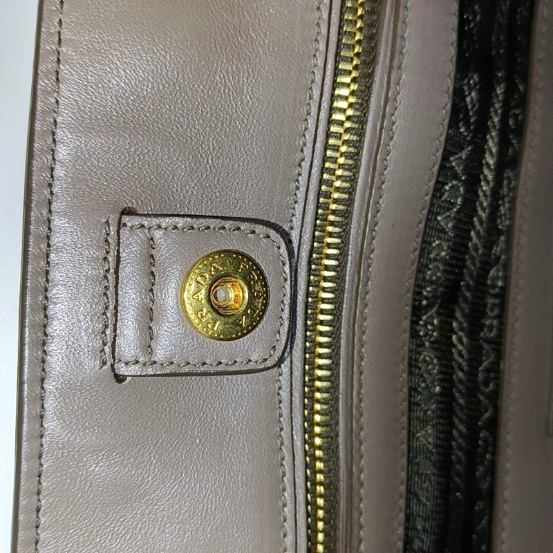 PRADA Vitello大象灰牛皮手提包單肩包斜挎包金色五金-14