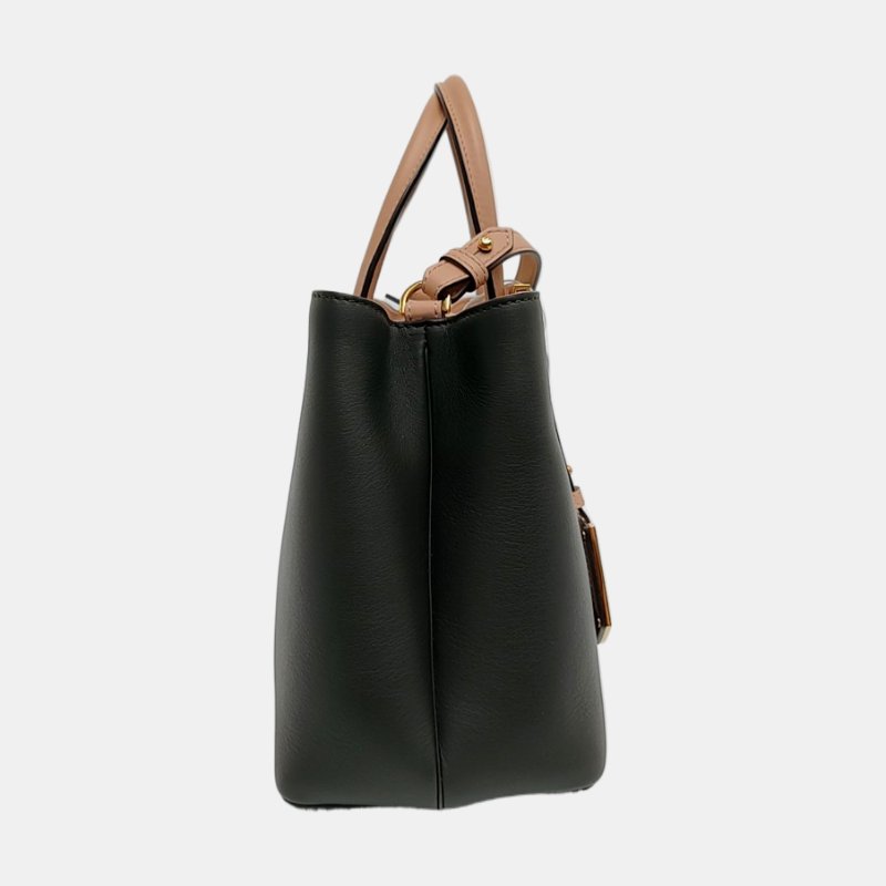 FENDI 2 Jours綠色牛皮單肩包斜挎包手提包金色五金可拆卸肩帶 9.8新-3